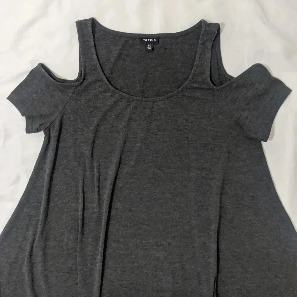 Torrid Midi Jersey Cold Shoulder Dress, Color CHARCOAL Size 0X